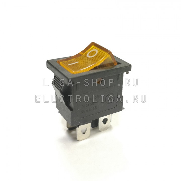 Переключатель KCD1-104/N 220v желтый