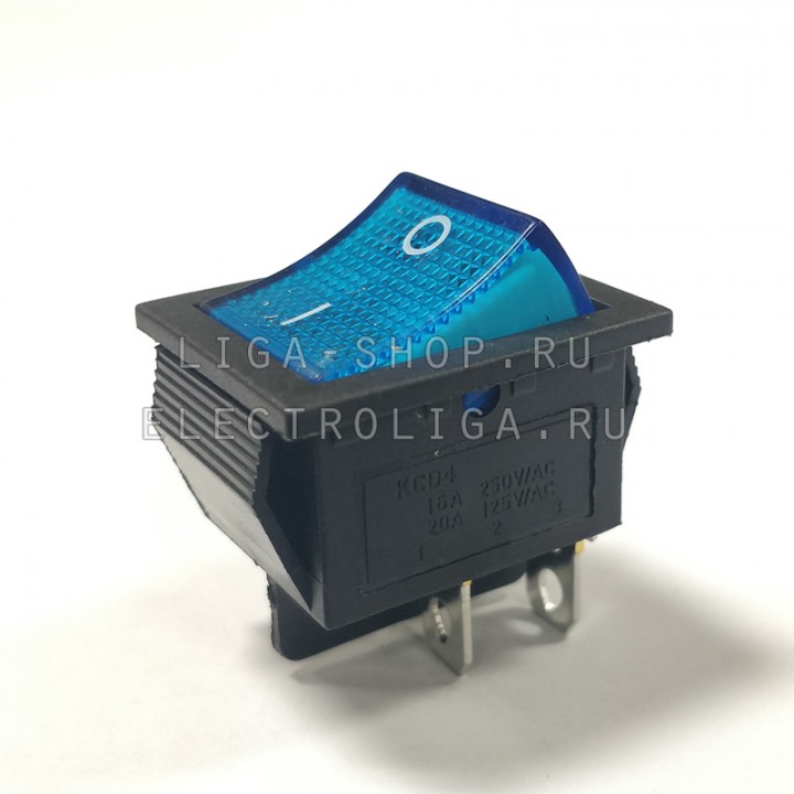 Переключатель KCD4-101/4PN 12V синий