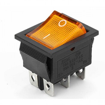 Переключатель KCD4-101/6PN 220v желтый