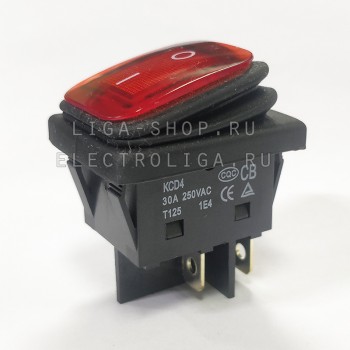 Переключатель KCD4-130/4PN FS 30A Красный