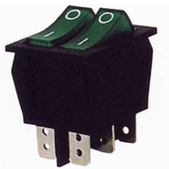 Переключатель KCD4-202/N 12V зеленый