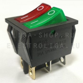 Переключатель KCD4-202/N 12V красный/зеленый