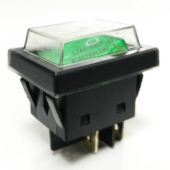 Переключатель KCD4-30A/4P 30A зеленый с колпачком