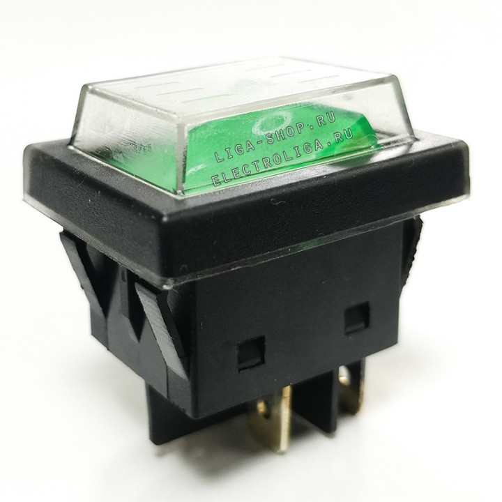 Переключатель KCD4-30A/4P 30A зеленый с колпачком